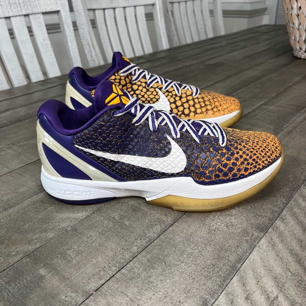 USED Nike Air Zoom Kobe 6 Lakers Gradient Away Sz 11.5